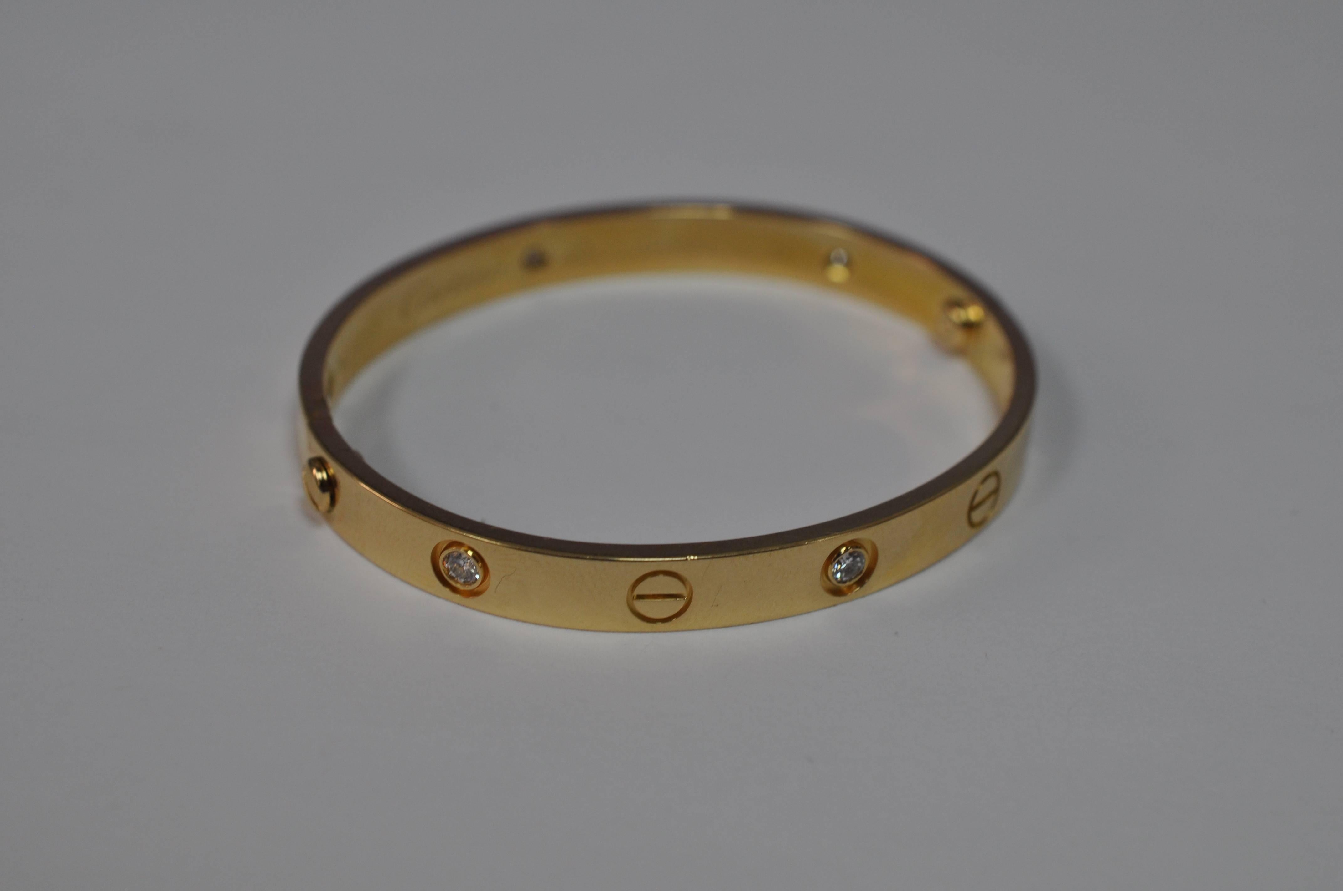 Cartier 6 Diamonds Gold Love Bracelet  1
