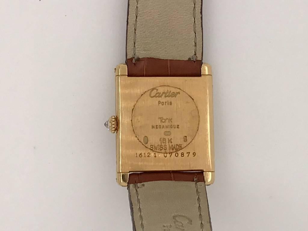 Round Cut Cartier Yellow Gold Factory Diamond Tank Manual Wristwatch