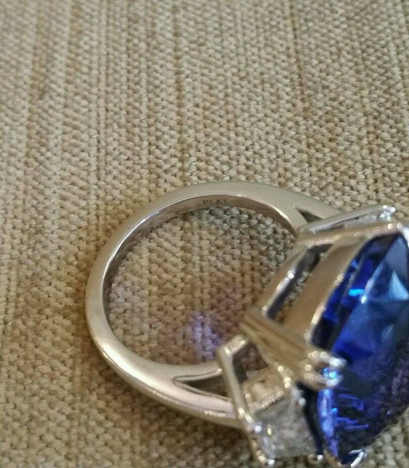 24.29 Carat GIA Cert Ceylon Cushion Blue Sapphire Diamond Platinum Ring 1