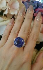 24.29 Carat GIA Cert Ceylon Cushion Blue Sapphire Diamond Platinum Ring