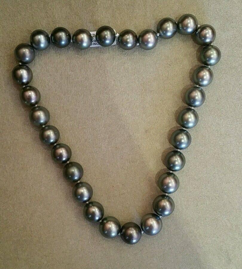 Tahitian Black South Sea Pearl Necklace In Excellent Condition In La Jolla, CA