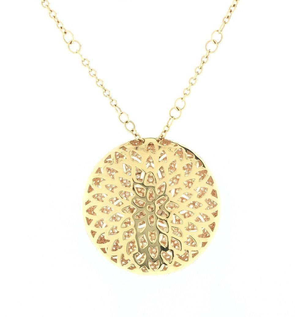 Crivelli Diamond Pave Gold Flower Pendant Necklace In Excellent Condition In La Jolla, CA