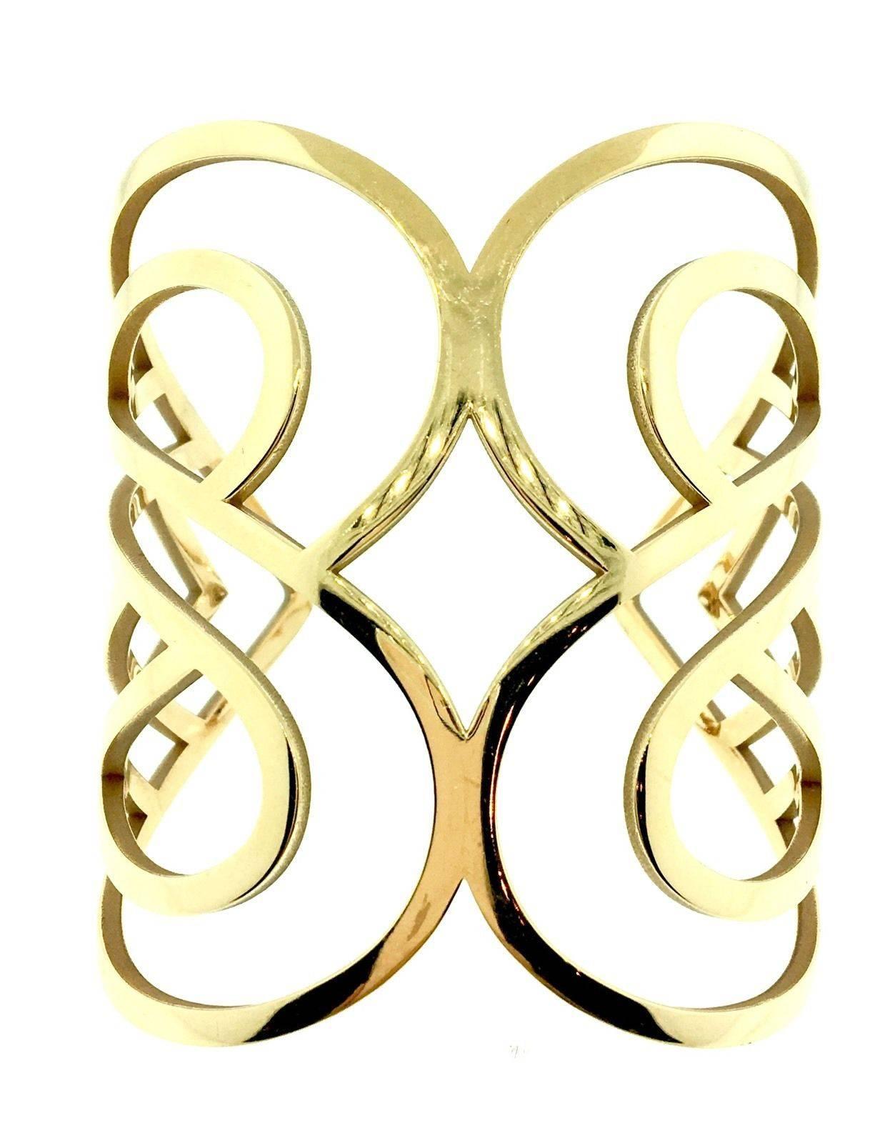Poiray Wide Double Heart Gold Cut-out Cuff Bracelet  2