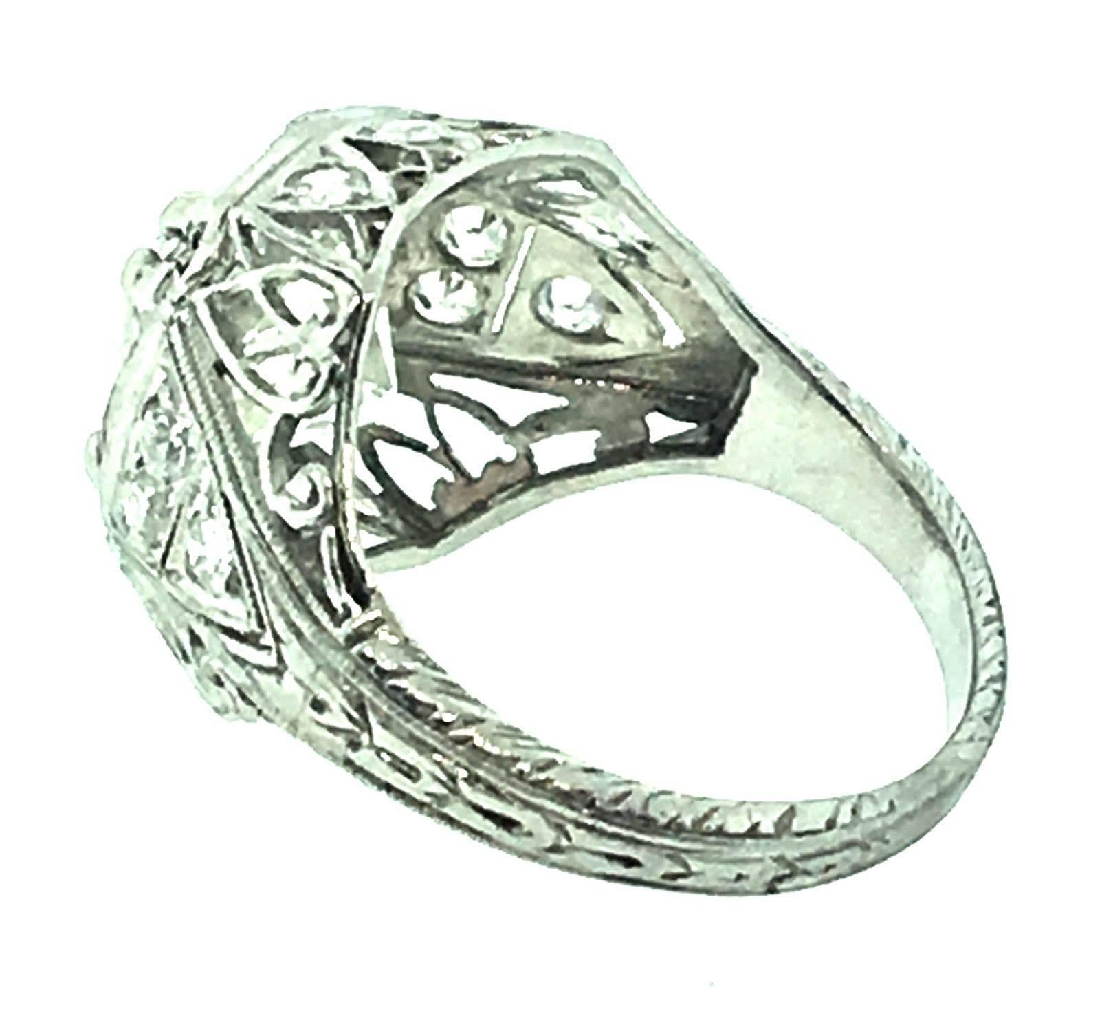 2.92 Carat GIA Cert Old European Cut Diamond Platinum Ring  In Good Condition For Sale In La Jolla, CA