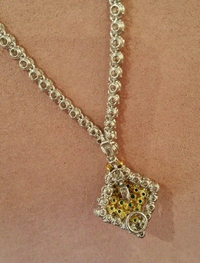 23.50 Carats Diamonds Emerald Gold Necklace  For Sale 3