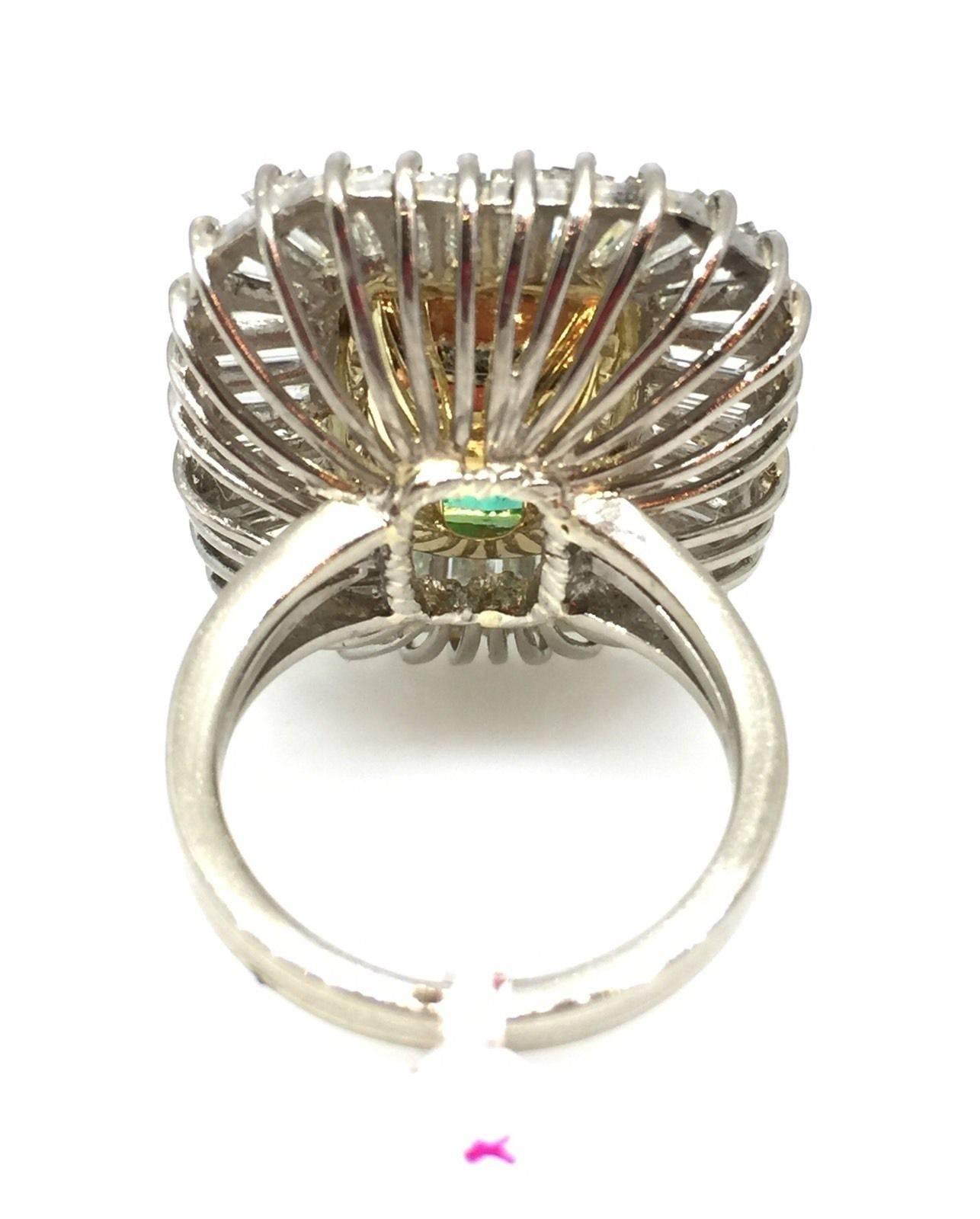 GIA 10.80ct Colombian Emerald & Diamond Ballerina Ring 18k White Gold 2