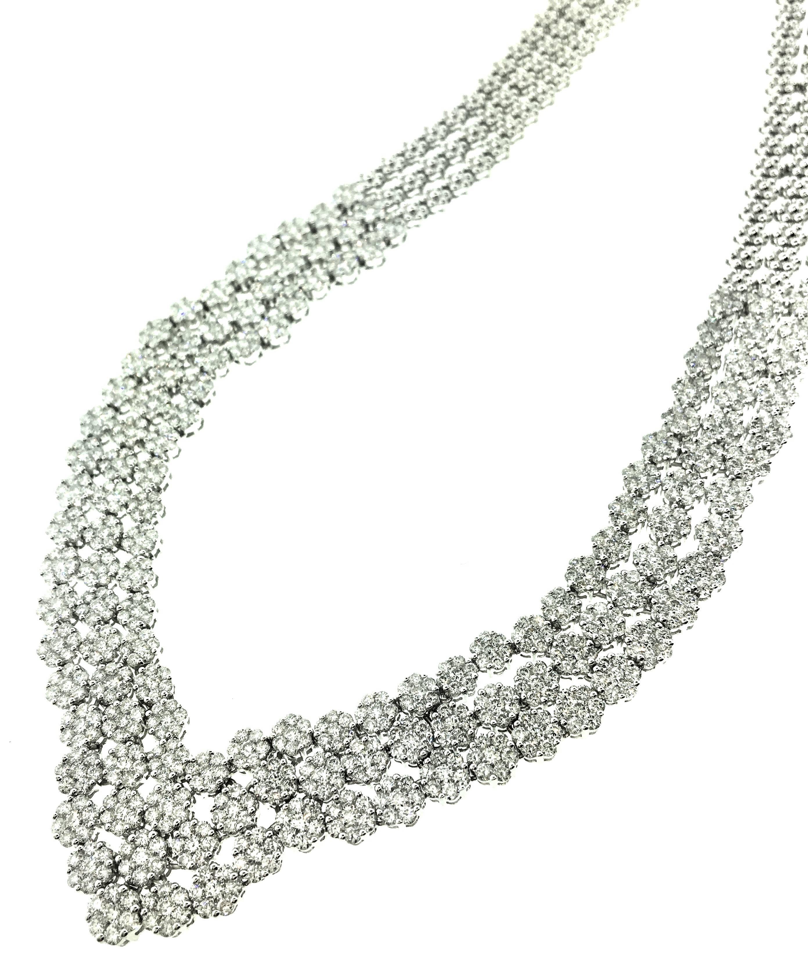 Women's Cluster Diamond Collar Necklace 
