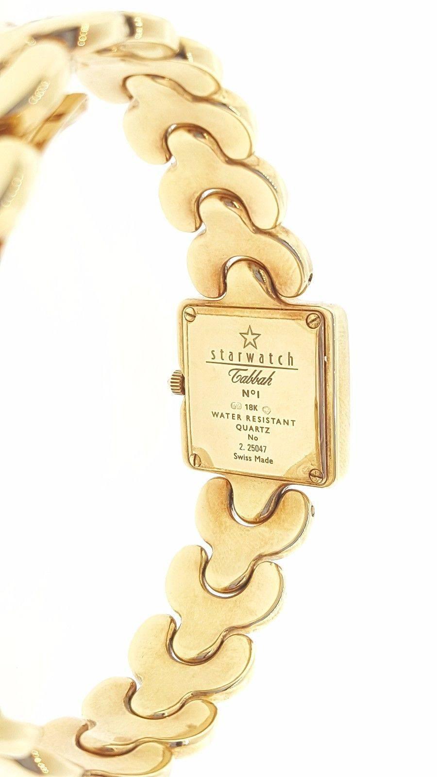 Tabbah Ladies Yellow Gold Diamond Square Face Dress Quartz Wristwatch  In Excellent Condition In La Jolla, CA