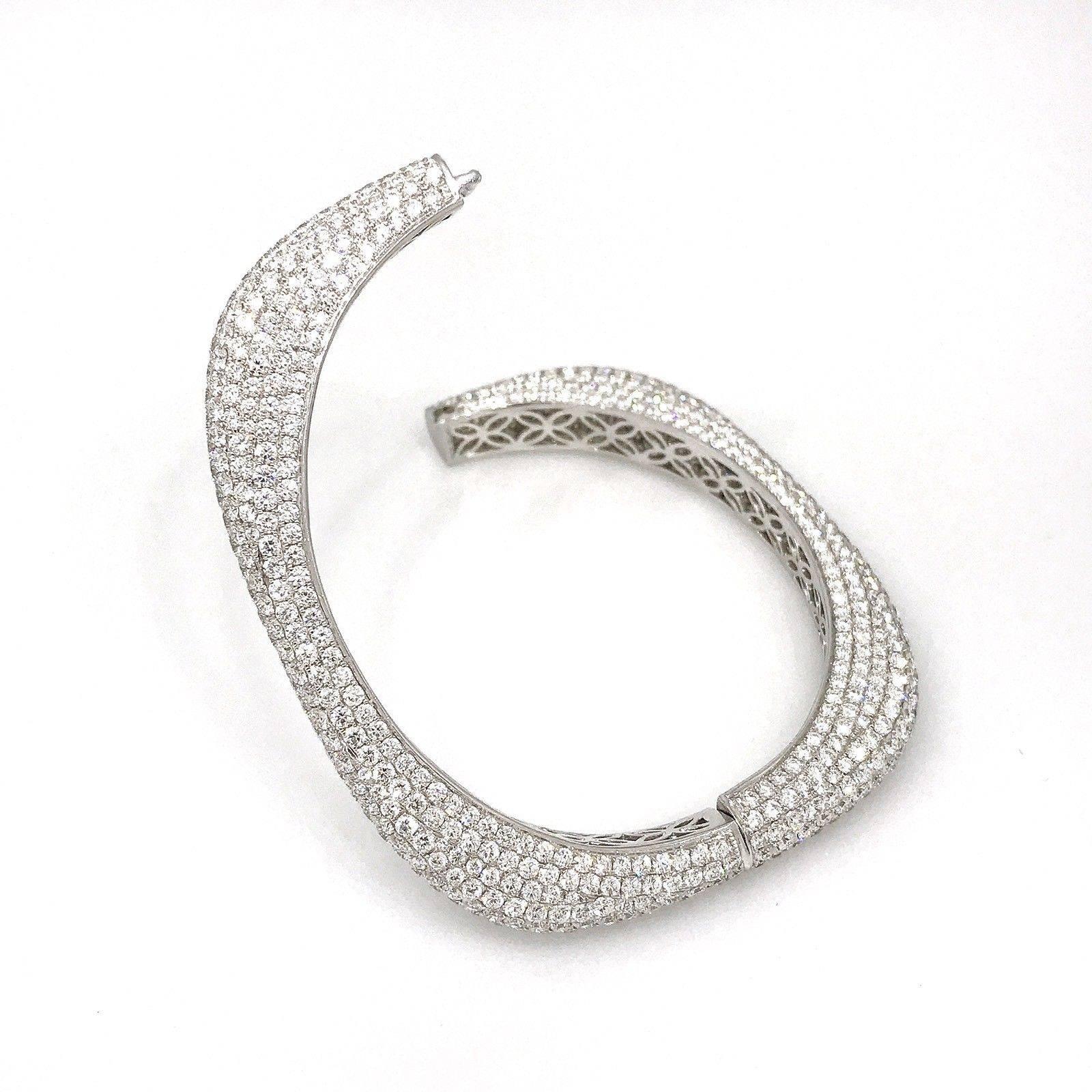 Rounded Square Diamond Pave Bangle Bracelet For Sale 1