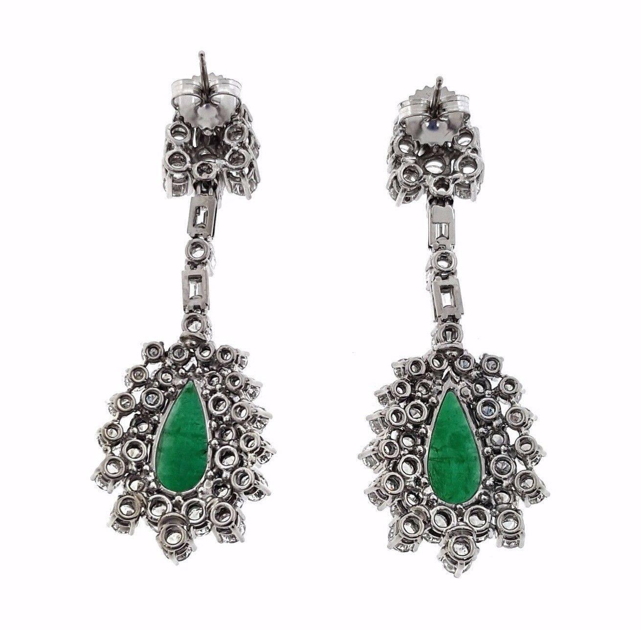Emerald Diamond Drop Earrings For Sale 1