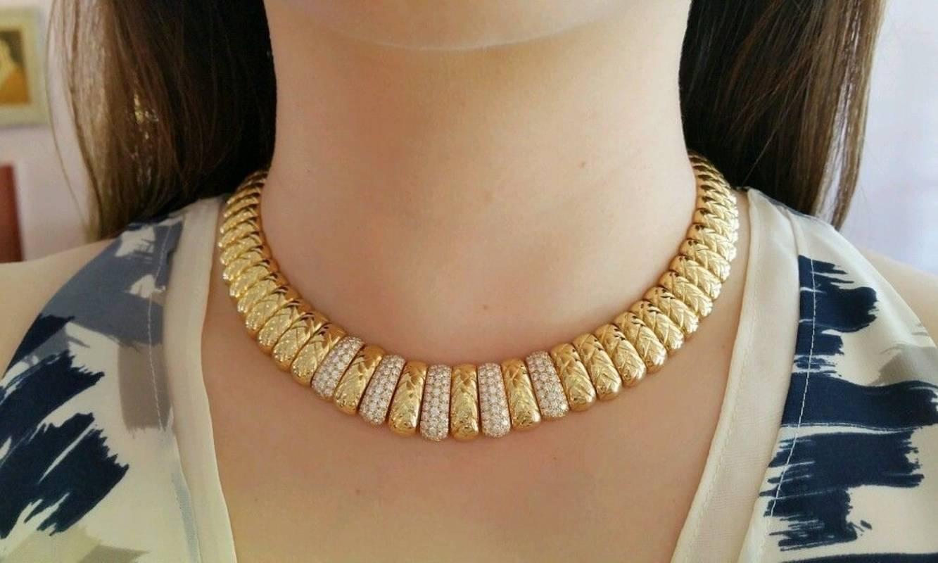 Women's Van Cleef & Arpels Diamond Gold Collar Choker Necklace  For Sale