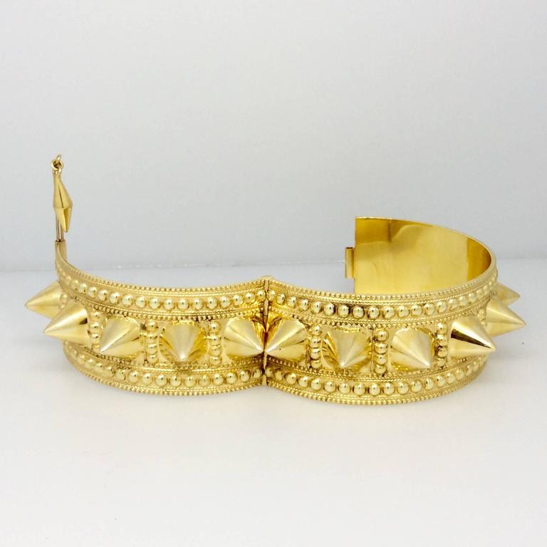 Wide Spiked Gold Cuff Bangle Bracelet For Sale at 1stDibs gold spiked