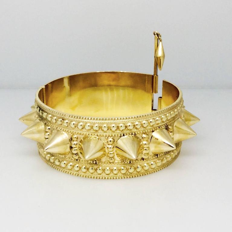 Wide Spiked Gold Cuff Bangle Bracelet For Sale at 1stDibs gold spiked