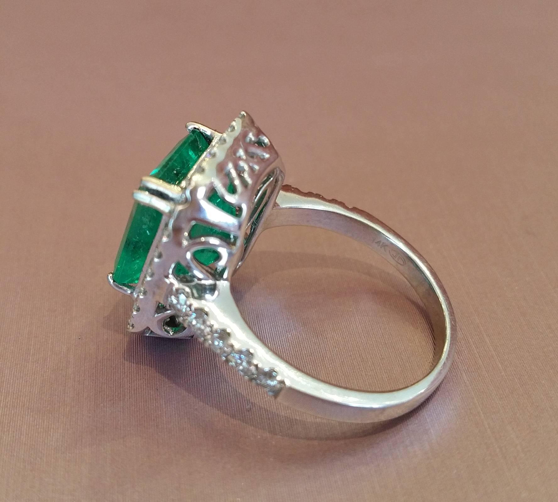 5.51 Carat GIA Cert Emerald Diamond Gold Ring  1