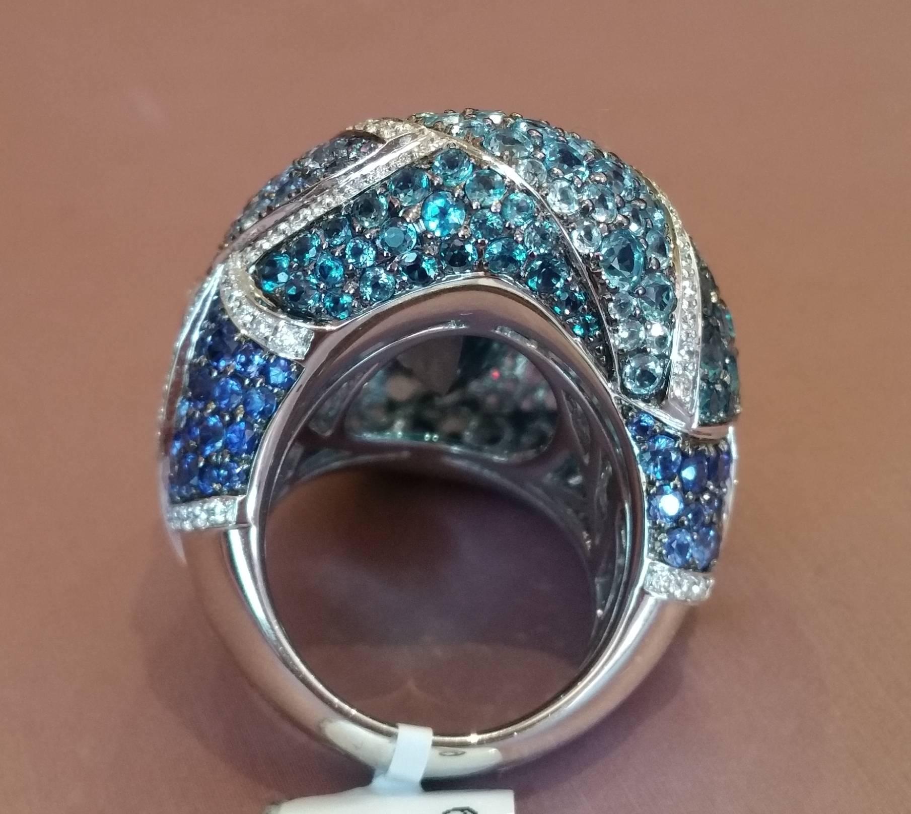 Topaz Sapphire Gold Dome Ring  1