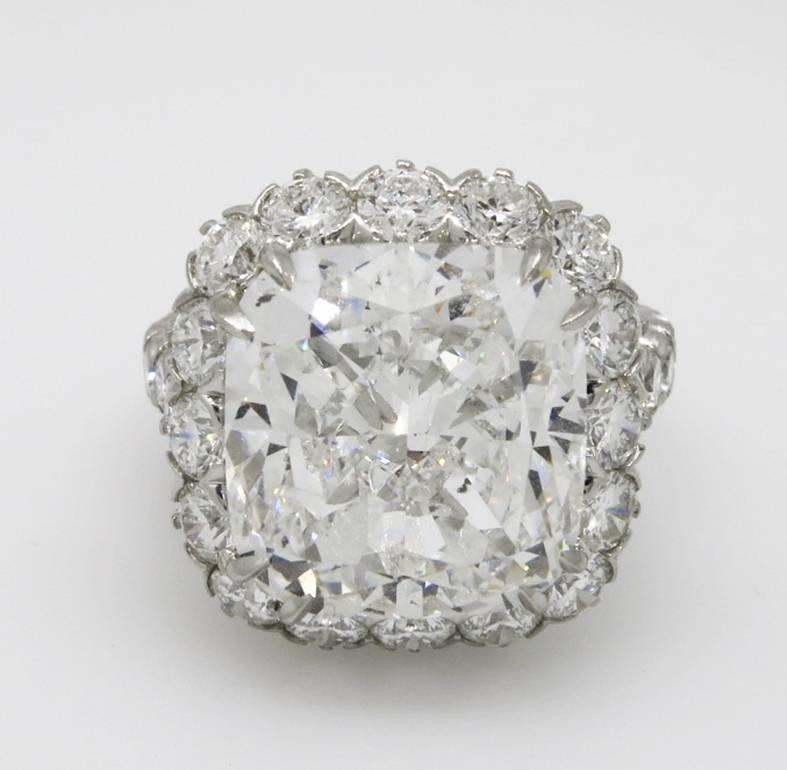 10.03 Carat GIA Cert Cushion Cut Diamond Platinum Engagement Ring Custom Design For Sale 2