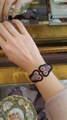 Antique Enamel Cuff Bracelet with Removable Dress Clips in 14 Yellow Gold