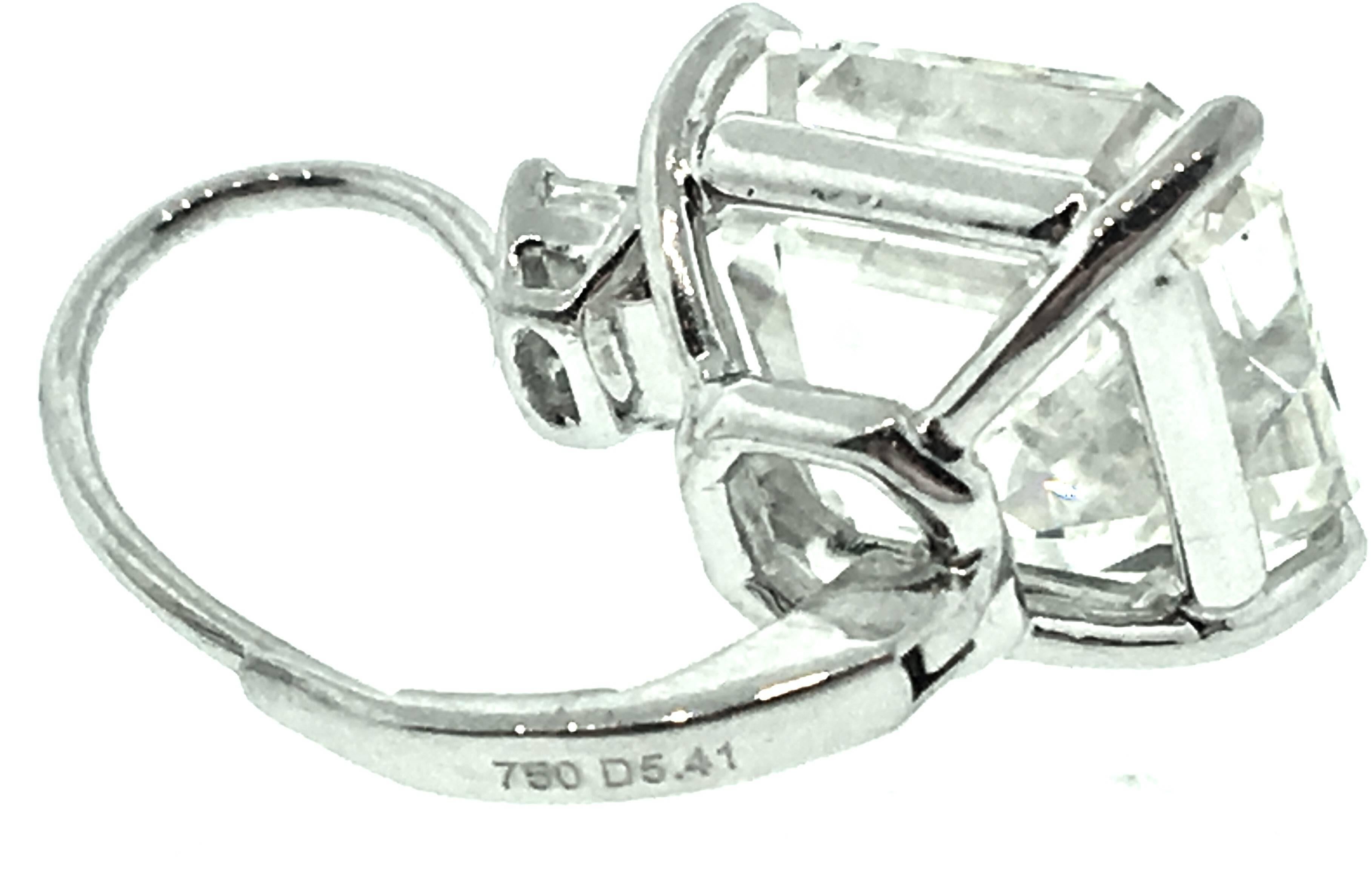 10.97 ct Square Emerald Cut Diamond Drop Earrings In Excellent Condition In La Jolla, CA