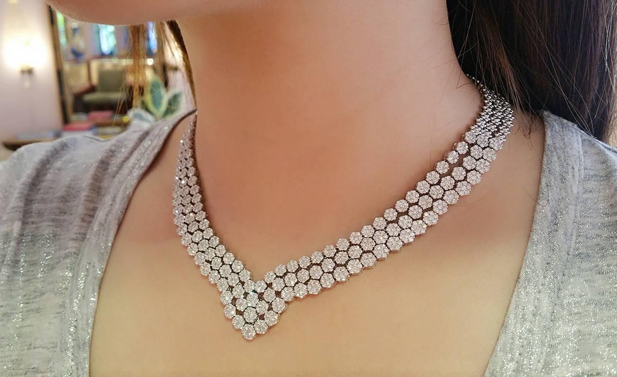 Cluster Diamond Collar Necklace  2