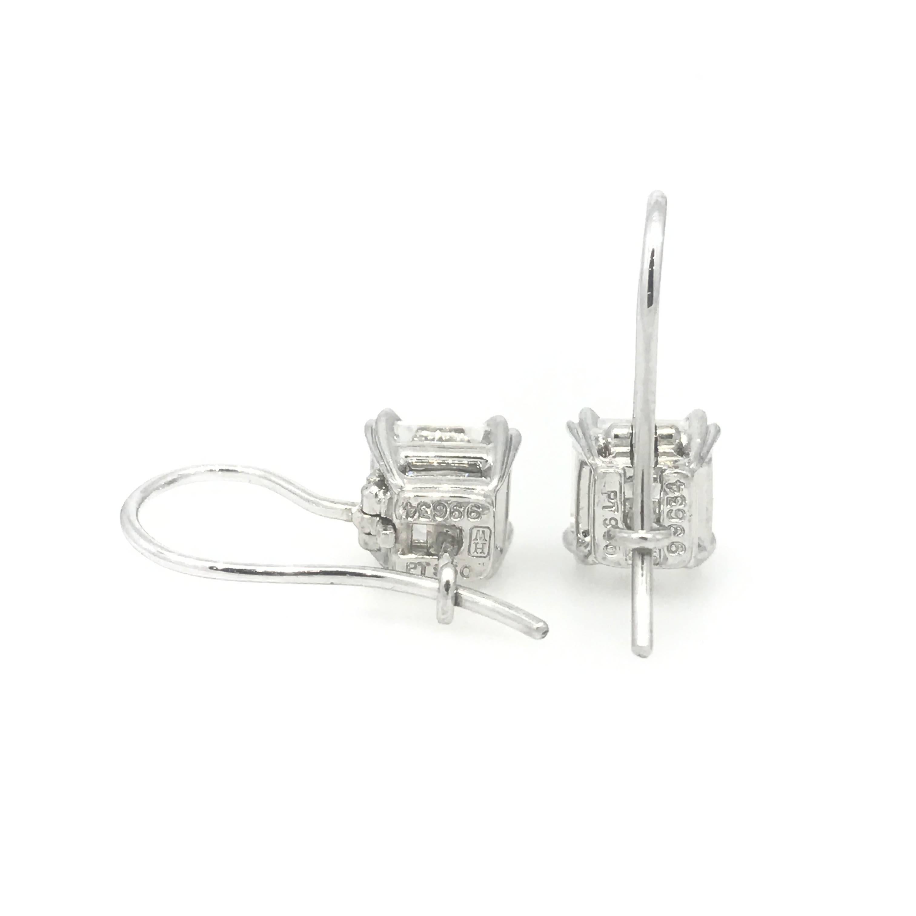 Harry Winston 2.70 Carats Total  F-VVS2 Asscher Cut Diamond Drop Earrings  1