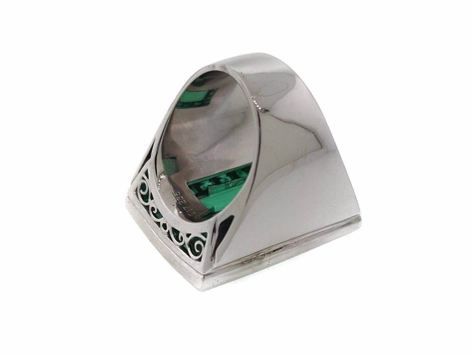 GIA Certified 17.23 Carat Colombian Emerald Cocktail Platinum Ring 4