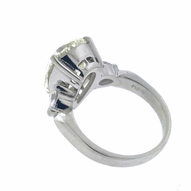 GIA 6.22 Carat Centre Pear Brilliant Diamond Engagement Ring in Platinum In Excellent Condition In La Jolla, CA
