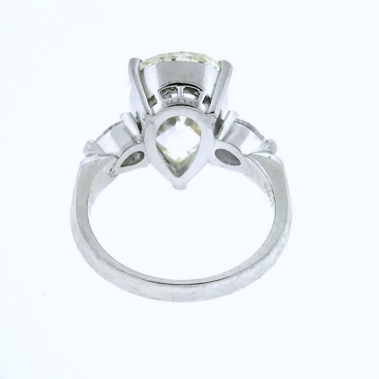 Women's GIA 6.22 Carat Centre Pear Brilliant Diamond Engagement Ring in Platinum