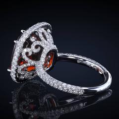 13.63 Carat GIA Cert Bohemian Garnet Diamond Platinum Ring