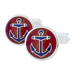 Sterling Silver and Guilloche Enamel Nautical Cufflinks