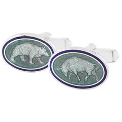 Sterling Silver and Enamel Cufflinks