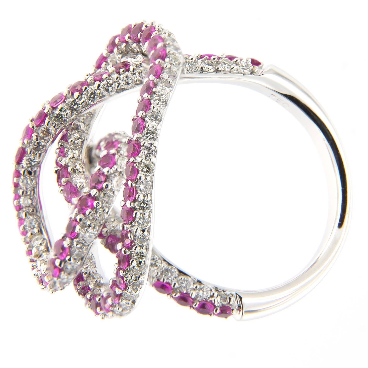 Women's or Men's Hammerman Diamond Pink Sapphire Gold Ring