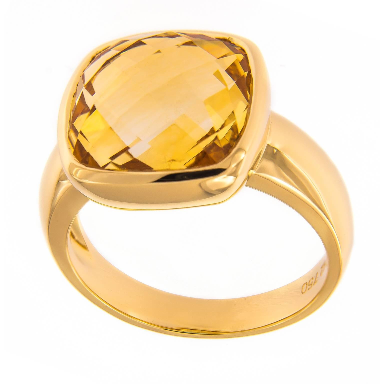 Hammerman 7.85 Carat Citrine Gold Ring In New Condition In Troy, MI