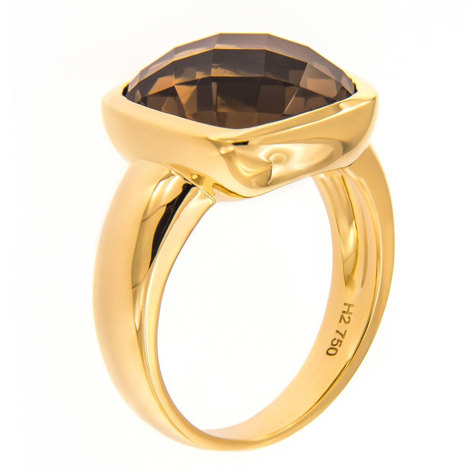 Hammerman 8.65 Carat Smoky Topaz Gold Ring In New Condition In Troy, MI