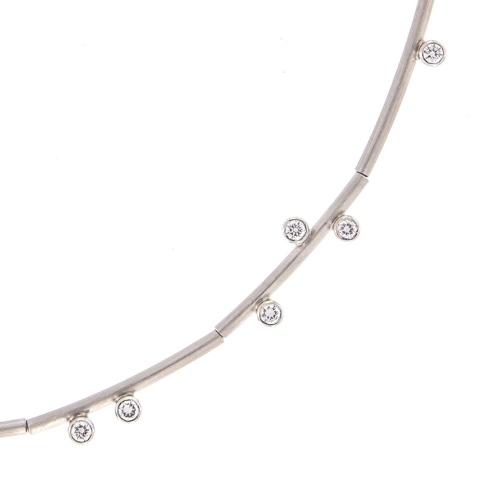 Deutsche Henrich & Denzel Halskette aus Platin mit Diamanten und Zinn (Rundschliff) im Angebot