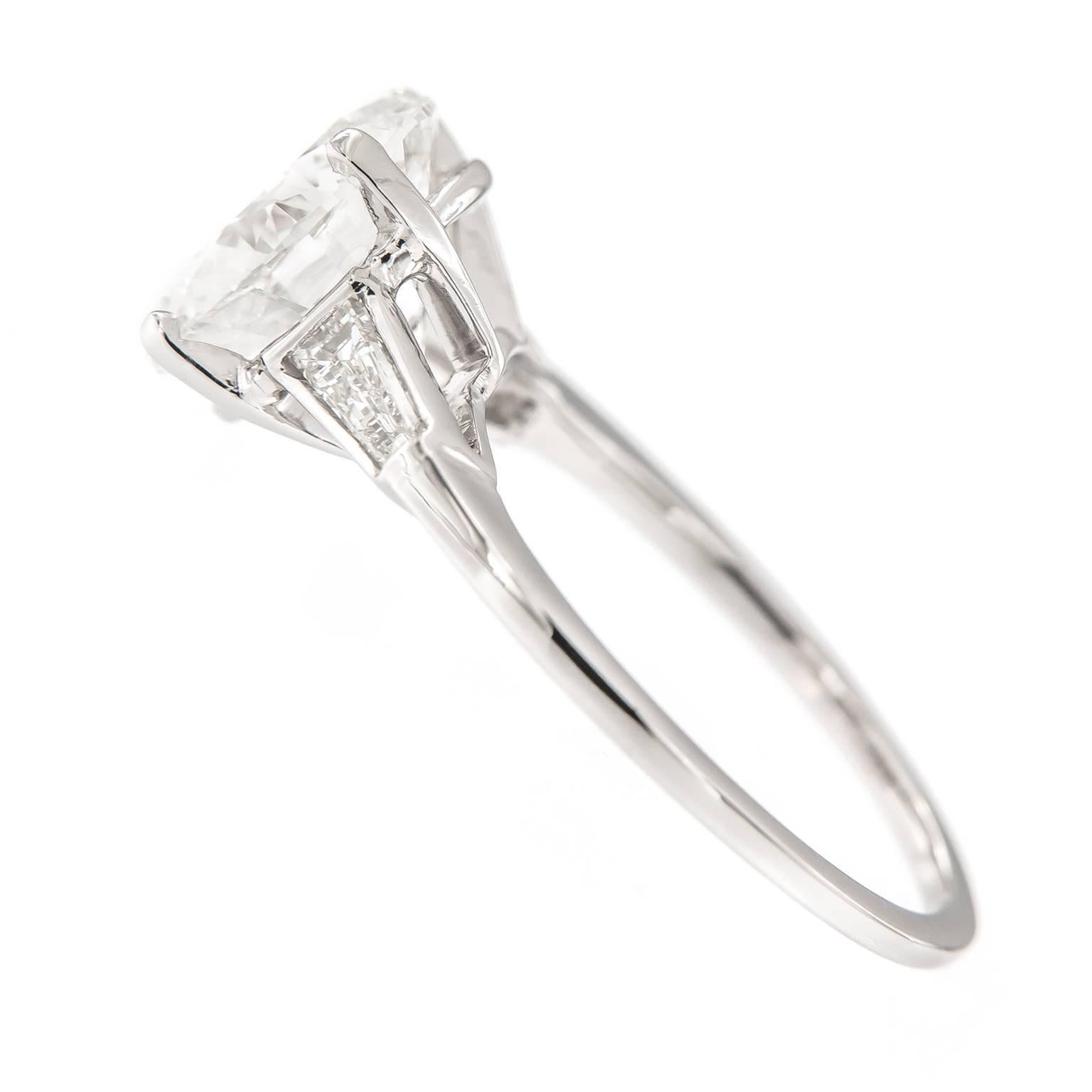 Baguette Cut Campanelli & Pear 3.02 Carat GIA Certified Diamond Platinum Ring