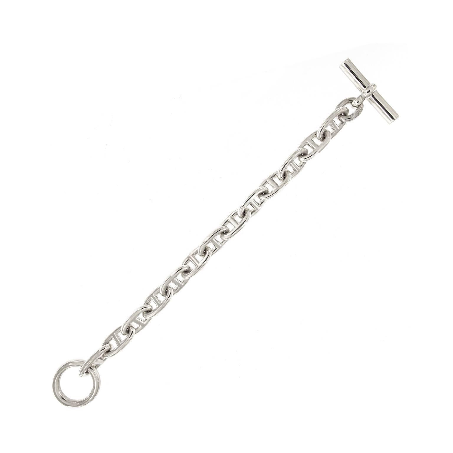 Hermès Anchor Link Sterling Silver Bracelet In Good Condition In Troy, MI