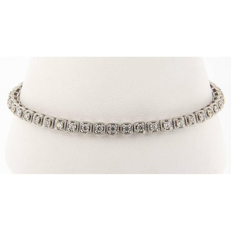 14K White Gold Classic 4 Prong 2ct Bolo Bracelet SB854-10702 main image 1