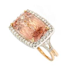17.87 Carat Morganite Diamond Cocktail Ring