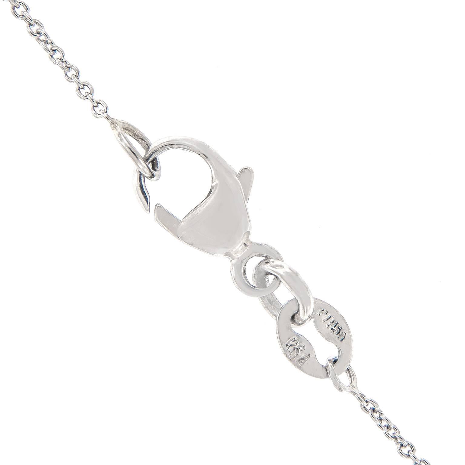 Classic platinum cross pendant features six beautiful square baguette diamonds. Pendant hangs from a split bail on a 16 in long platinum chain. Pendant is expertly hand-crafted by Joseph Campanelli.
Cross 8.5 mm x 12 mm. Total pendant Length is 16