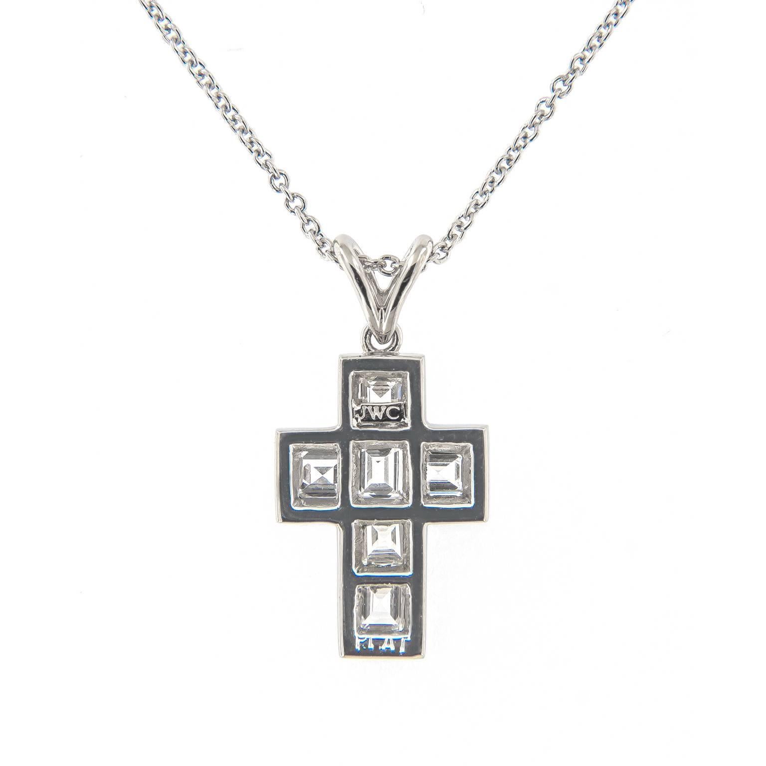 Campanelli & Pear Diamond Platinum Cross Pendant Necklace In New Condition In Troy, MI