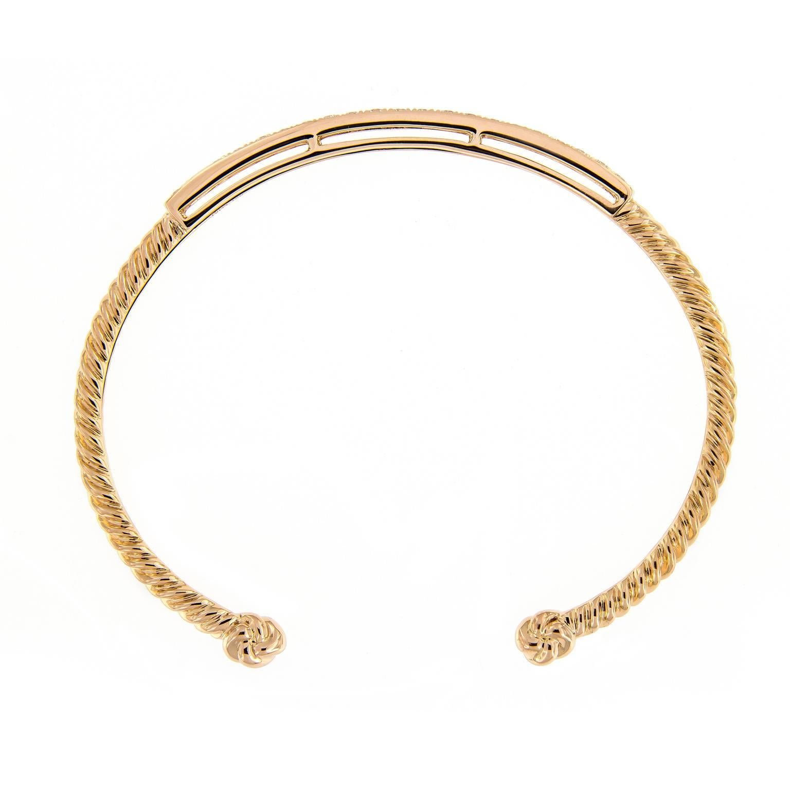Diamond Rose Gold Stacking Bangle Bracelet In New Condition In Troy, MI