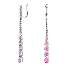 Pink Sapphire Diamond Linear Drop Earrings