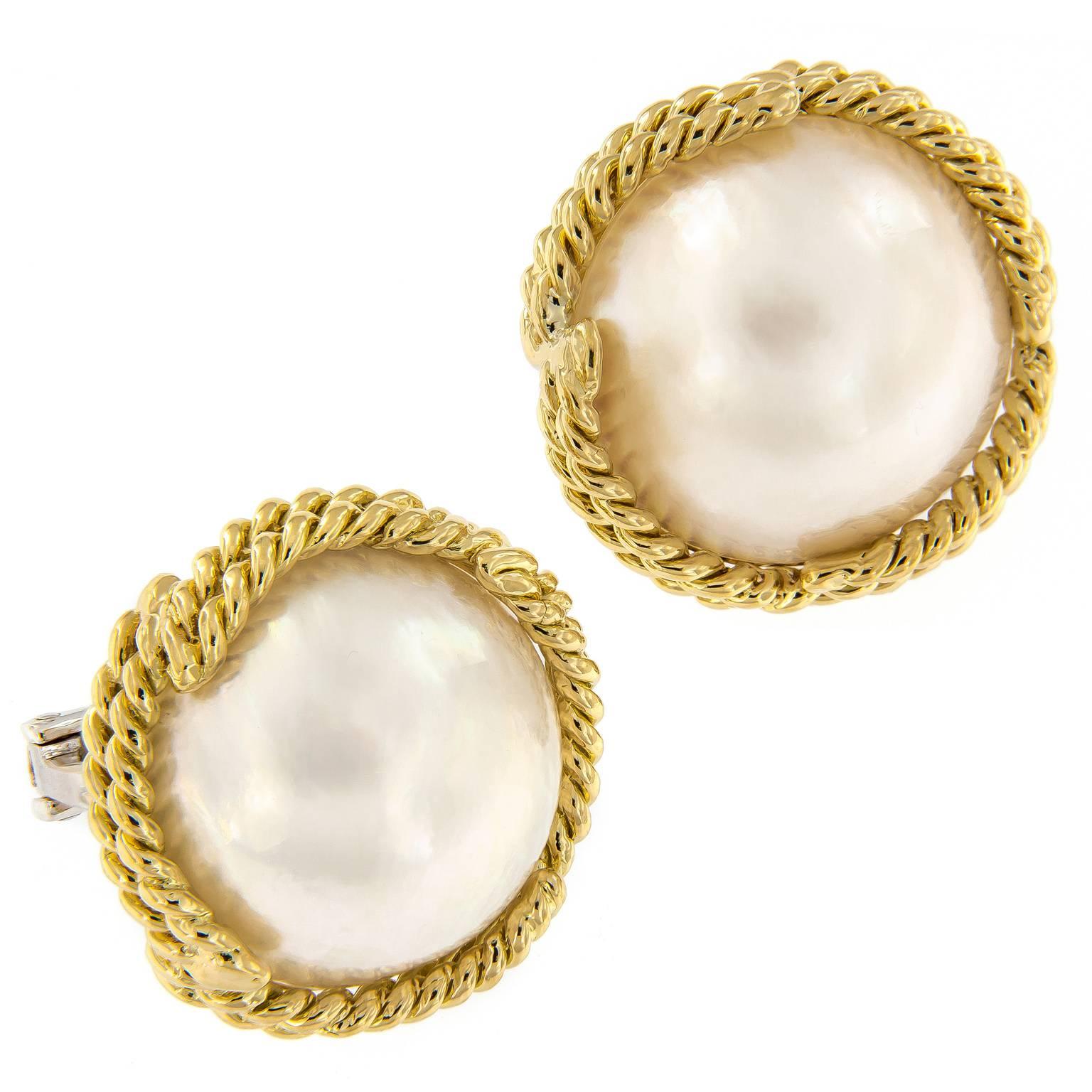 Mabe Pearl Gold Earrings