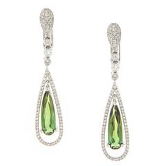 Tourmaline Diamond Gold Drop Earrings 9