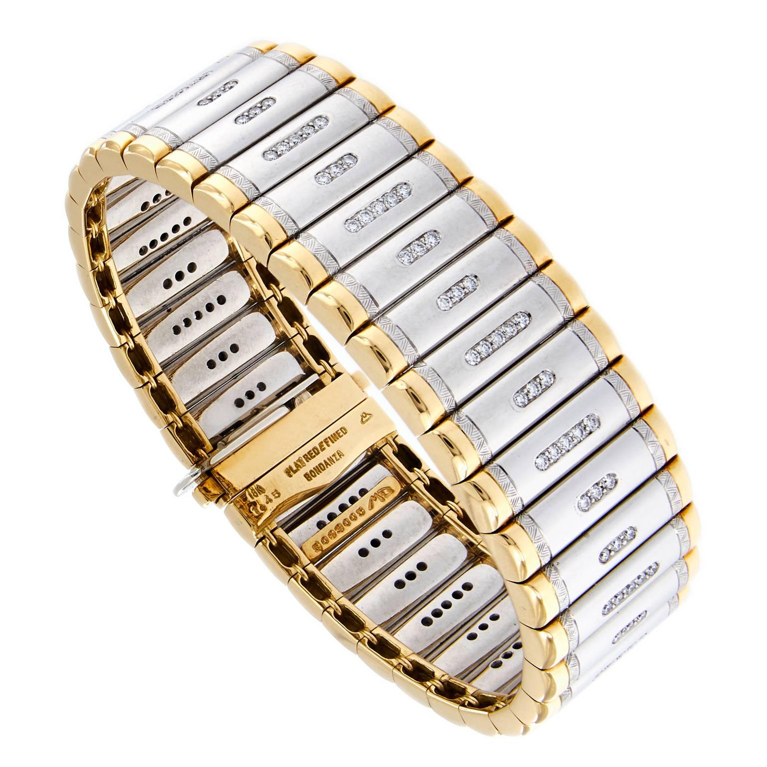 Michael Bondanza Diamond Gold Platinum Link Bracelet