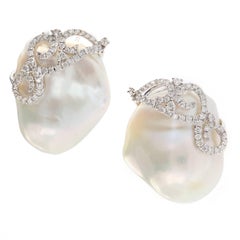 Baroque Pearl Diamond Earrings 1