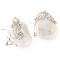 Baroque Pearl Diamond Earrings