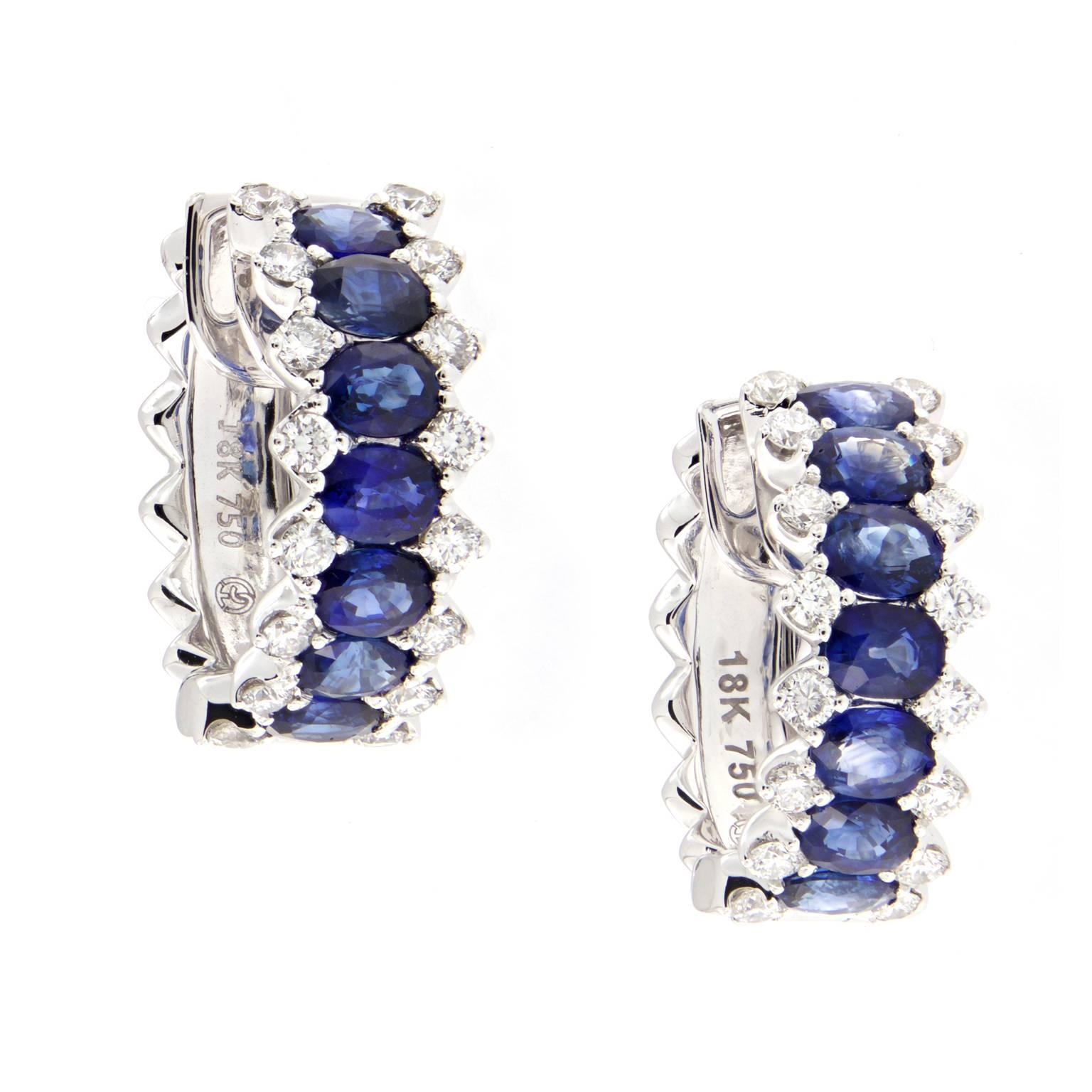 Sapphire Diamond Gold Hoop Earrings