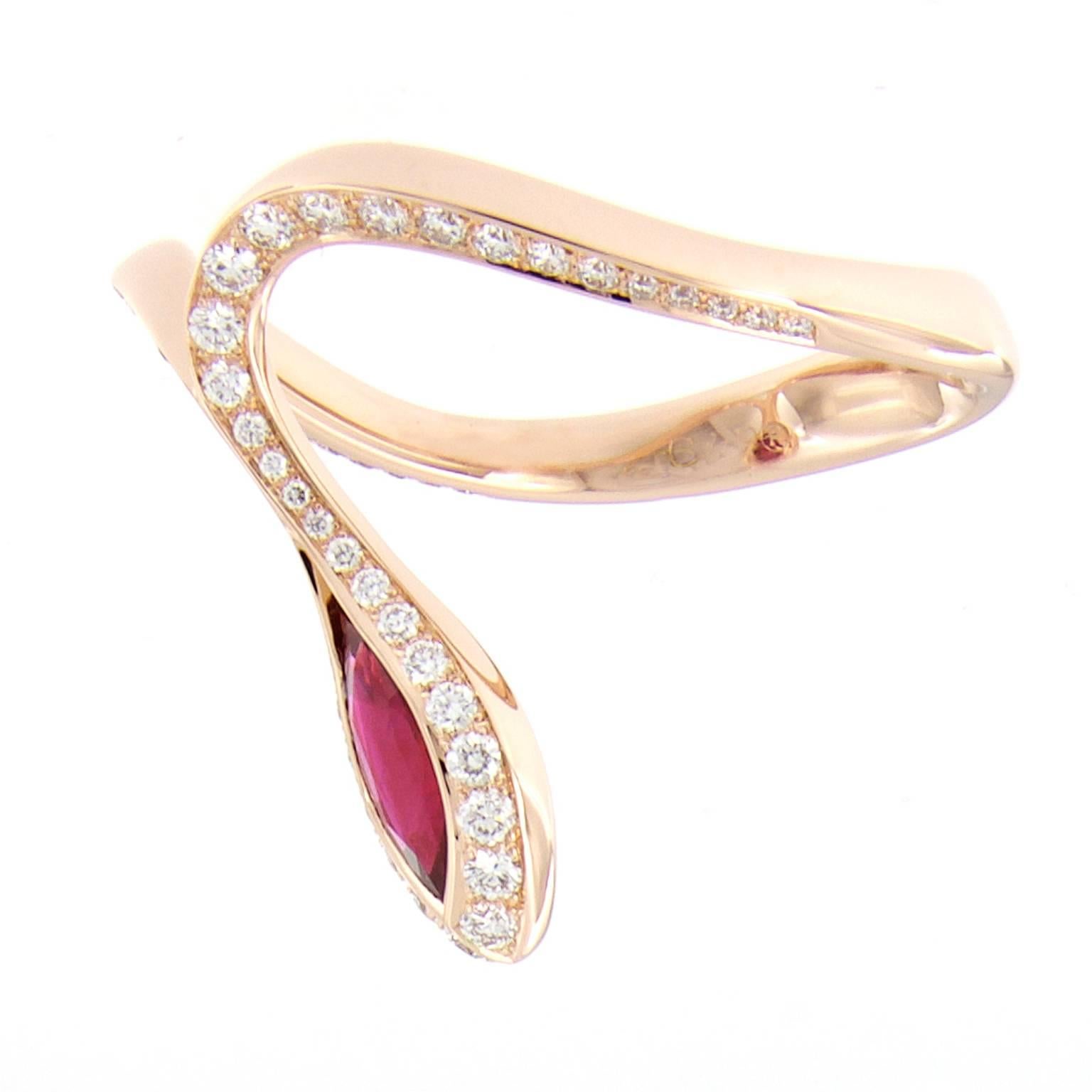Baenteli Royale Marquise Ruby Diamond Ring In New Condition In Troy, MI