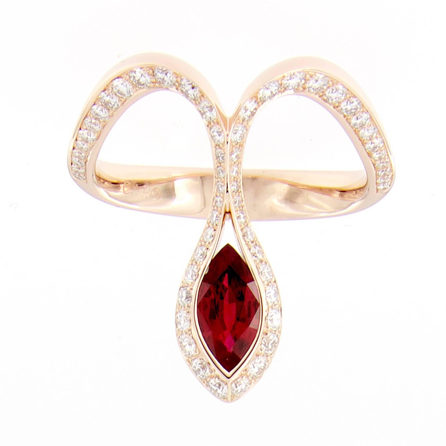 Baenteli Royale Marquise Ruby Diamond Ring